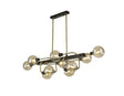 Gayle Fixed Pendant Ceiling, 10 x G9, Matt Black/Antique Brass/Cognac Glass