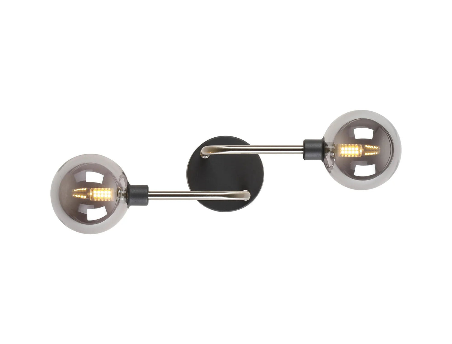 Gayle Wall/Flush Light, 2 x G9, Graphite/Satin Nickel/Smoke Glass