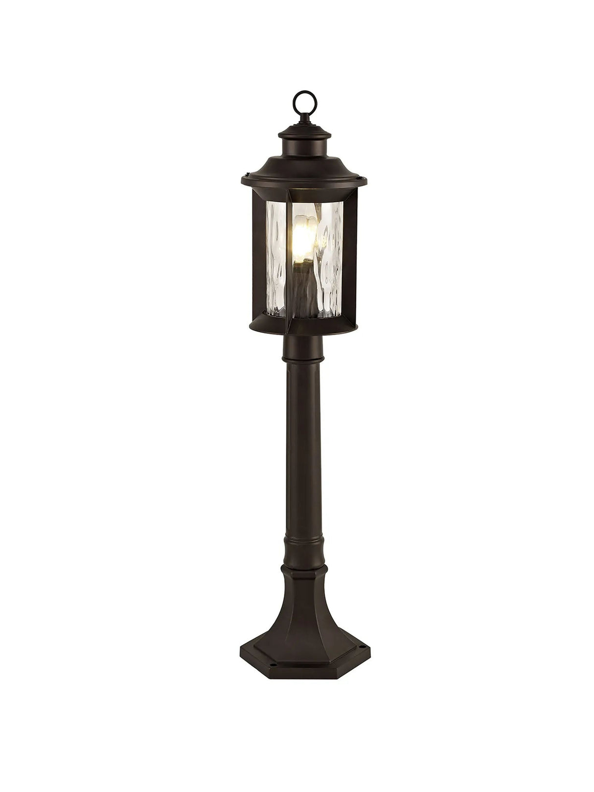 Goodman Post Lamp, 1 x E27, Antique Bronze/Clear Ripple Glass, IP54