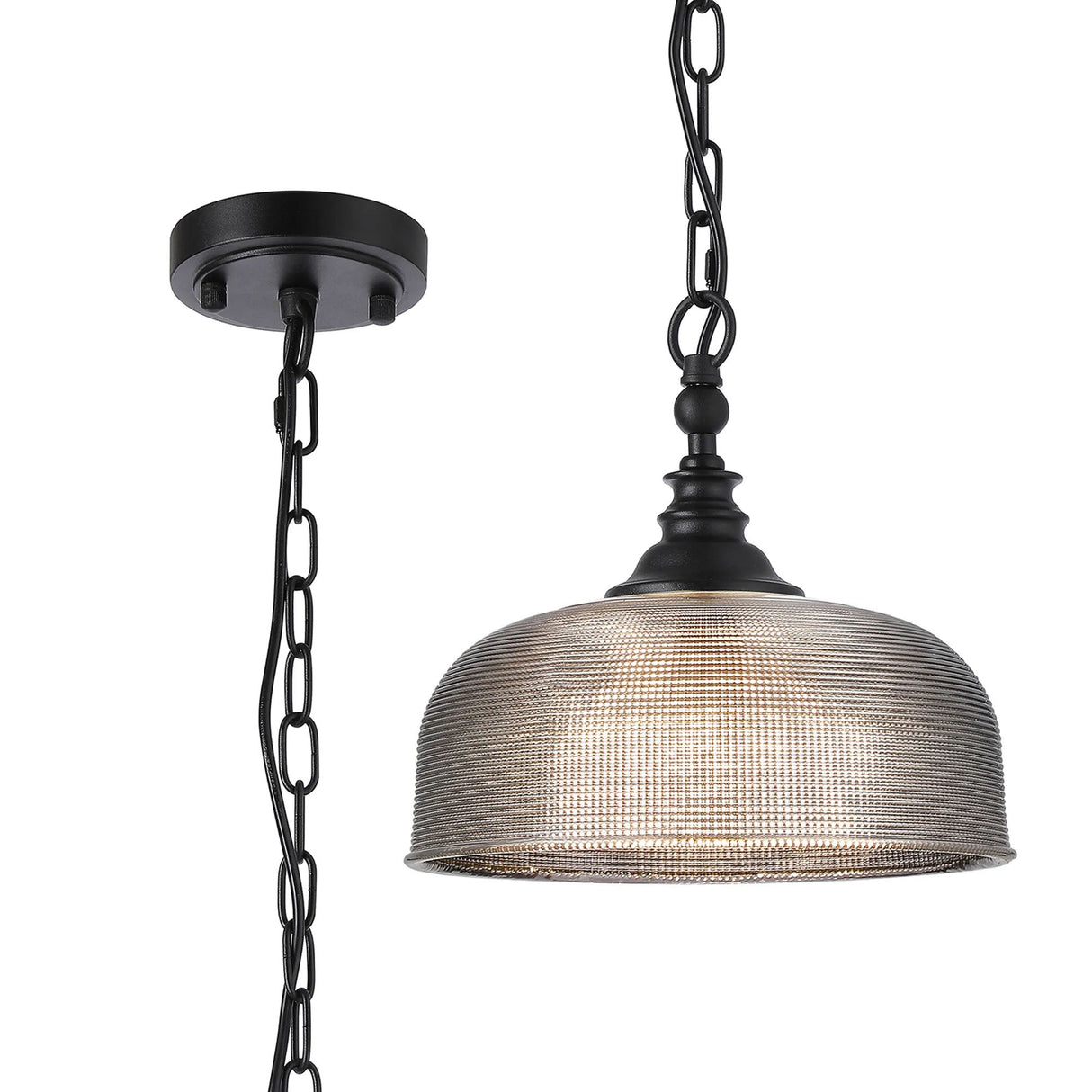 Gray Flush/Single Pendant, 1 Light Adjustable E27, Satin Black/Smoke Glass