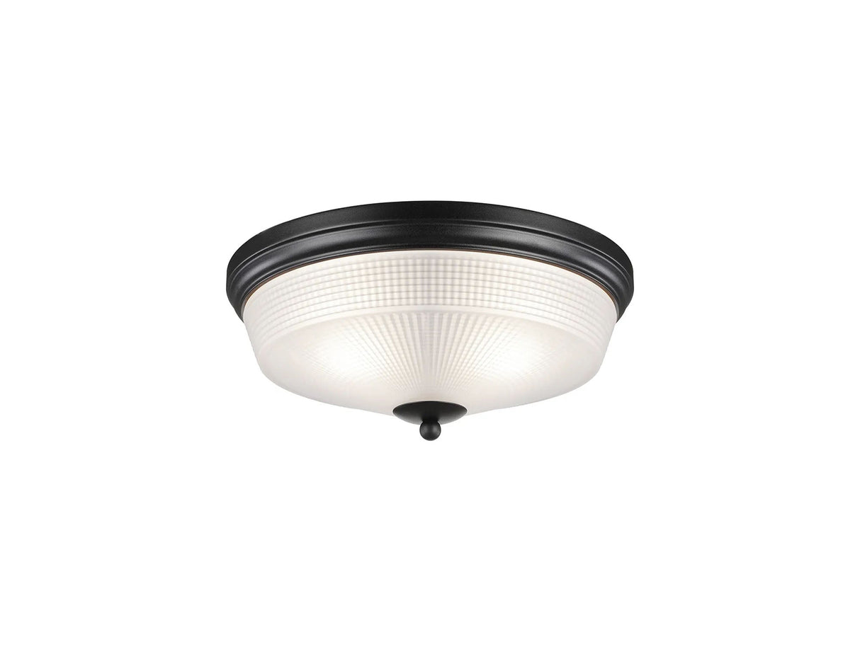 Gray 2 Light E27 Flush Ceiling Light, Satin Black/Frosted Glass