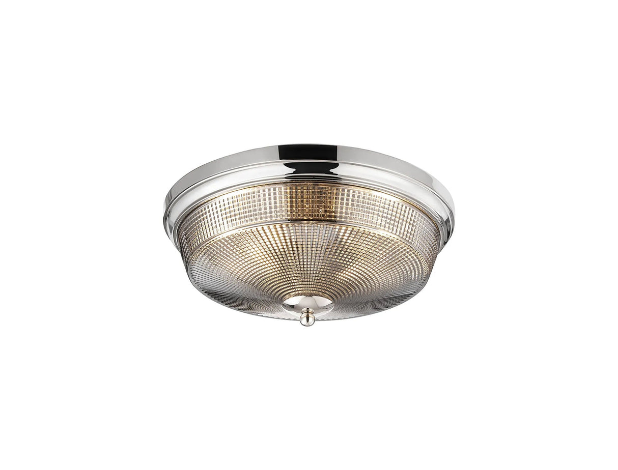 Gray 2 Light E27 Flush Ceiling Light, Polished Nickel/Smoke Glass