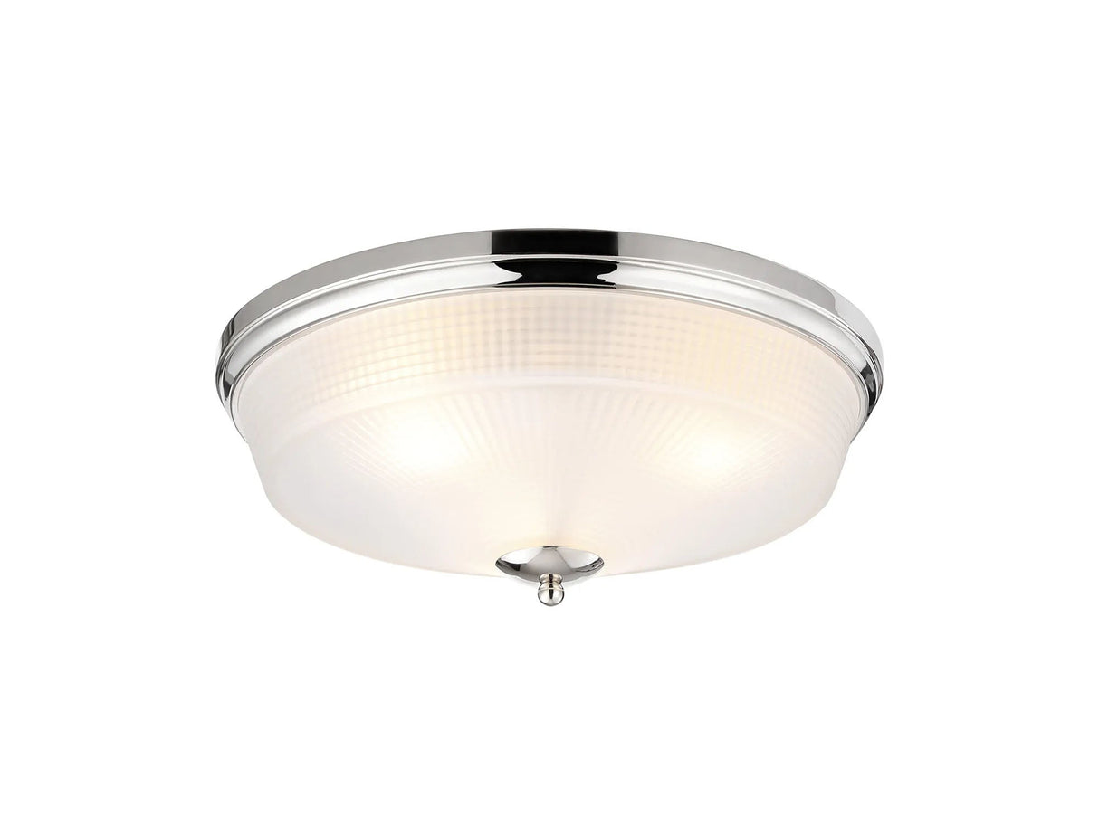 Gray 3 Light E27 Flush Ceiling Light, Polished Nickel/Frosted Glass