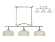 Gray Semi Flush/Pendant Bar, 3 Light Adjustable E27, Polished Nickel/Prismatic Glass