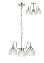 Gray Semi Flush/Pendant, 3 x E27, Polished Nickel/Prismatic Glass