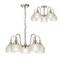 Gray Semi Flush/Pendant, 5 x E27, Polished Nickel/Prismatic Glass