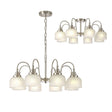 Gray Semi Flush/Pendant, 8 x E27, Satin Nickel/Frosted Glass