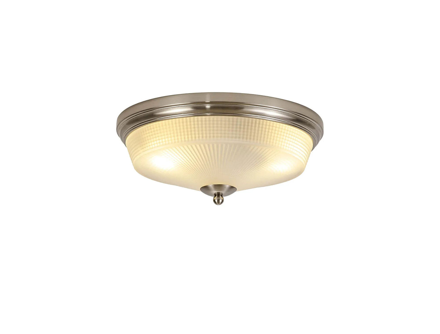 Gray 2 x E27 Flush Ceiling Light, Satin Nickel/Frosted Glass