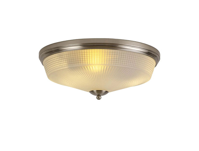 Gray 3 x E27 Flush Ceiling Light, Satin Nickel/Frosted Glass