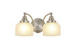 Gray Switched Double Wall Light, 2 x E27 Satin Nickel/Frosted Glass