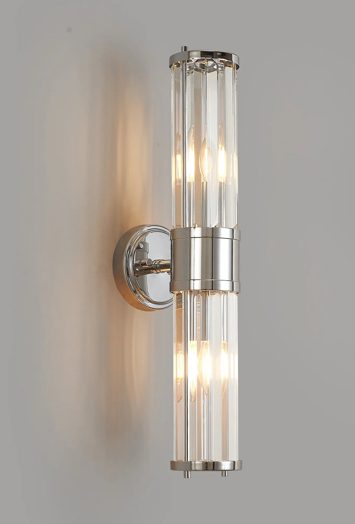 Mundie 2 Light Crystal Wall Up & Down, E14, IP44, Polished Chrome/Clear Crystal