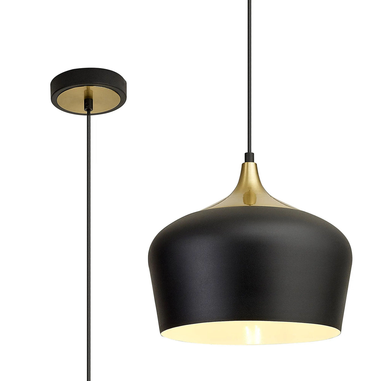 Hardyman 30cm Pendant, 1 x E27, Black/Gold