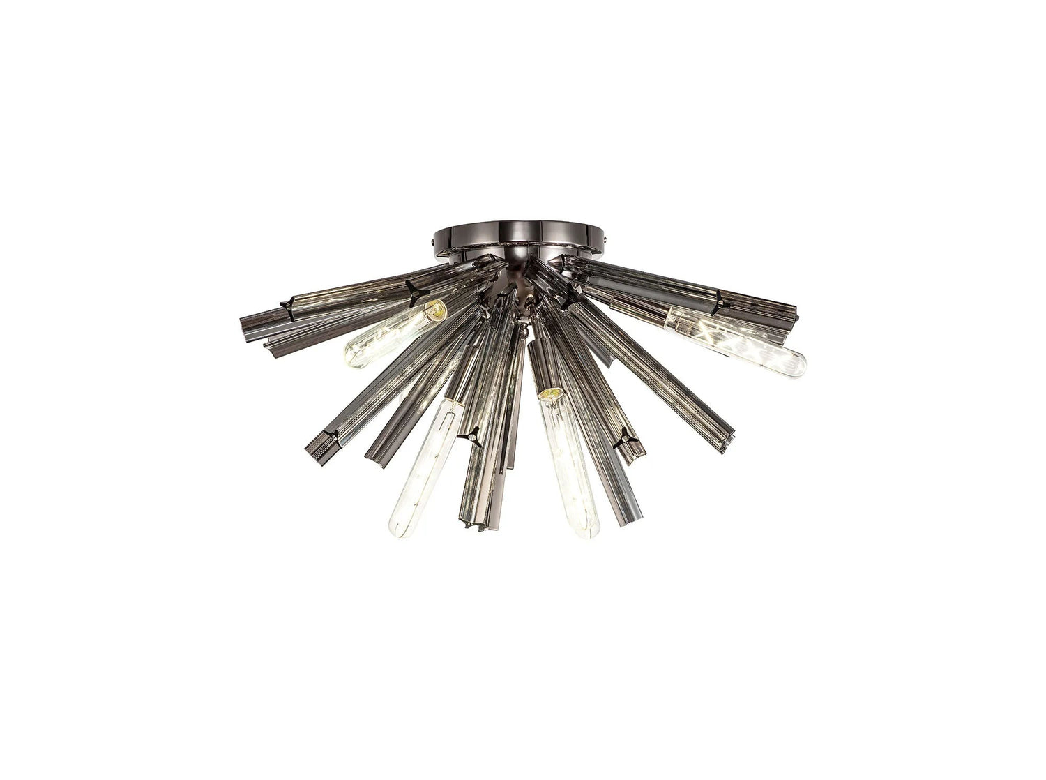 Harris 6 x E14, Semi Flush Polished Nickel/Smoke Glass