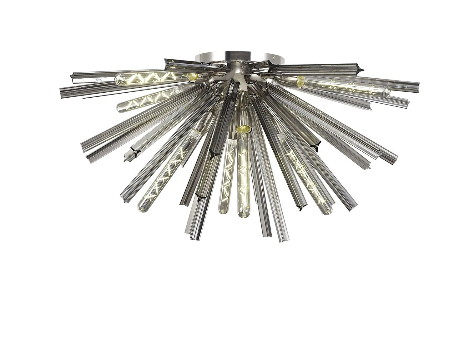 Harris 8 x E27, Semi Flush Polished Nickel/Smoke Glass