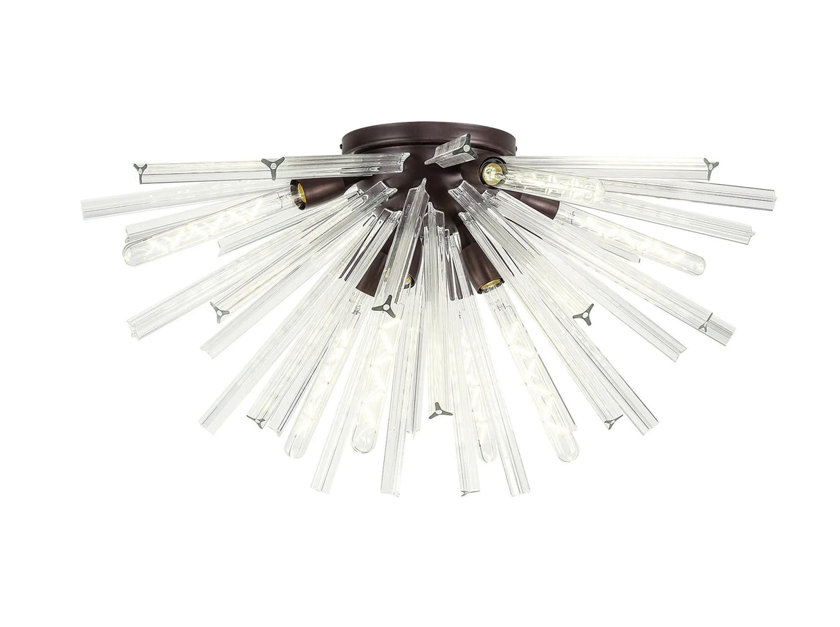 Harris 8 x E27, Semi Flush Brown Oxide/Clear Glass