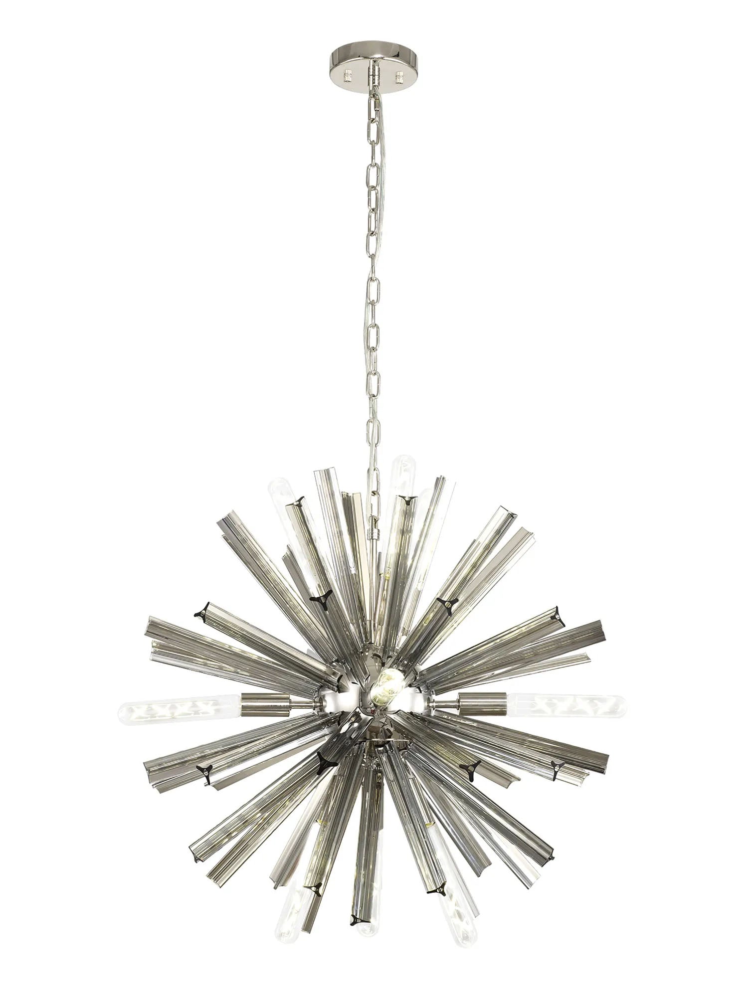 Harris 10 x E14, Round Pendant Polished Nickel/Smoke Glass