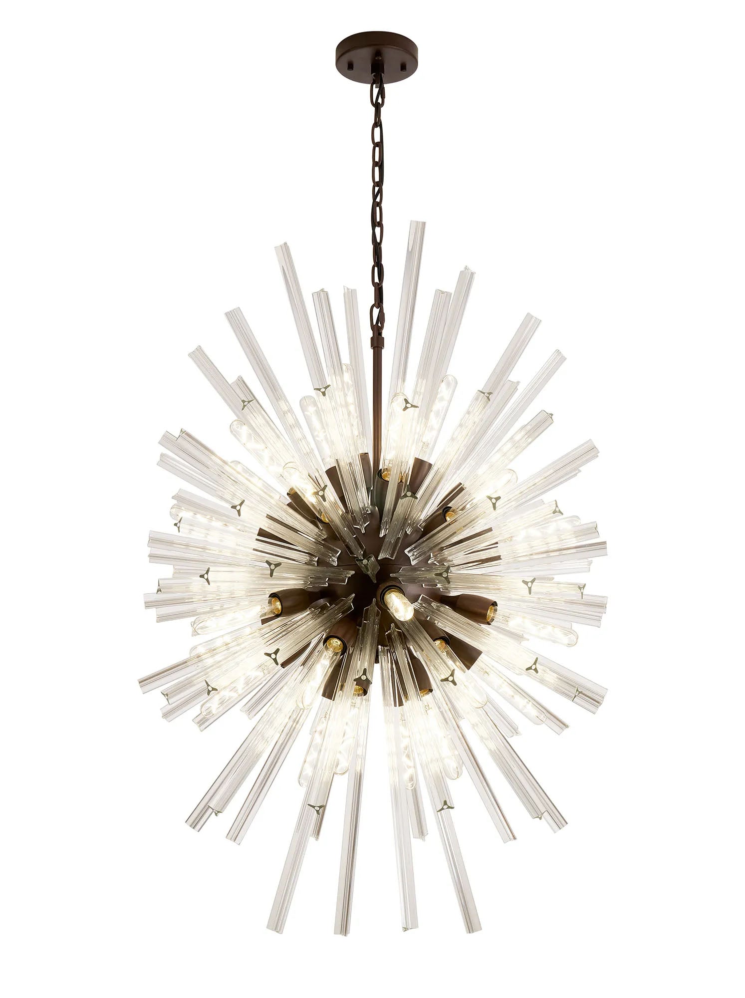 Harris 32 x E27, Vertical Oval Pendant Brown Oxide/Clear Glass