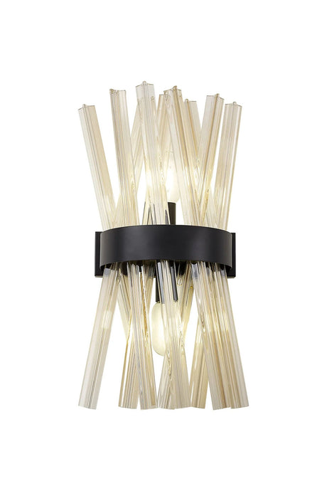 Harris 2 x E14, Wall Light E14, Matt Black/Champagne Glass