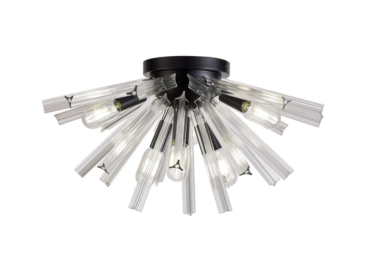 Harris 6 x E14, Semi Flush Matt Black/Clear Glass