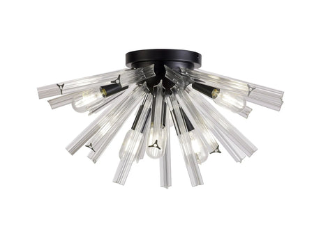 Harris 6 x E14, Semi Flush Matt Black/Clear Glass