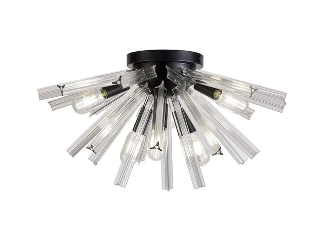 Harris 6 x E14, Semi Flush Matt Black/Clear Glass
