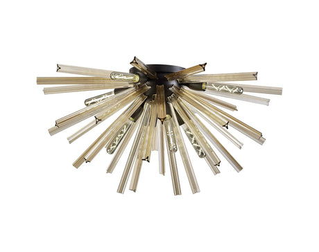 Harris 8 x E27, Semi Flush Matt Black/Champagne Gold Glass