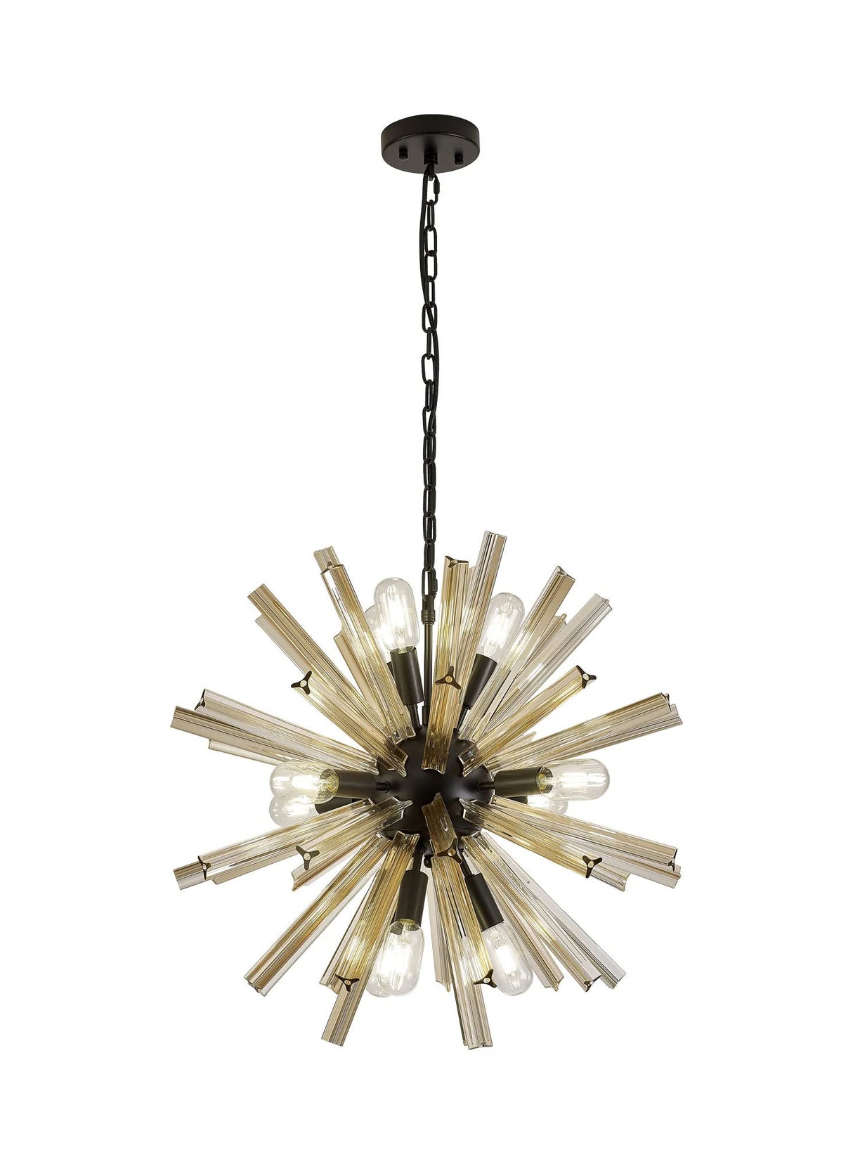 Harris 10 x E14, Round Pendant Matt Black/Champagne Gold Glass