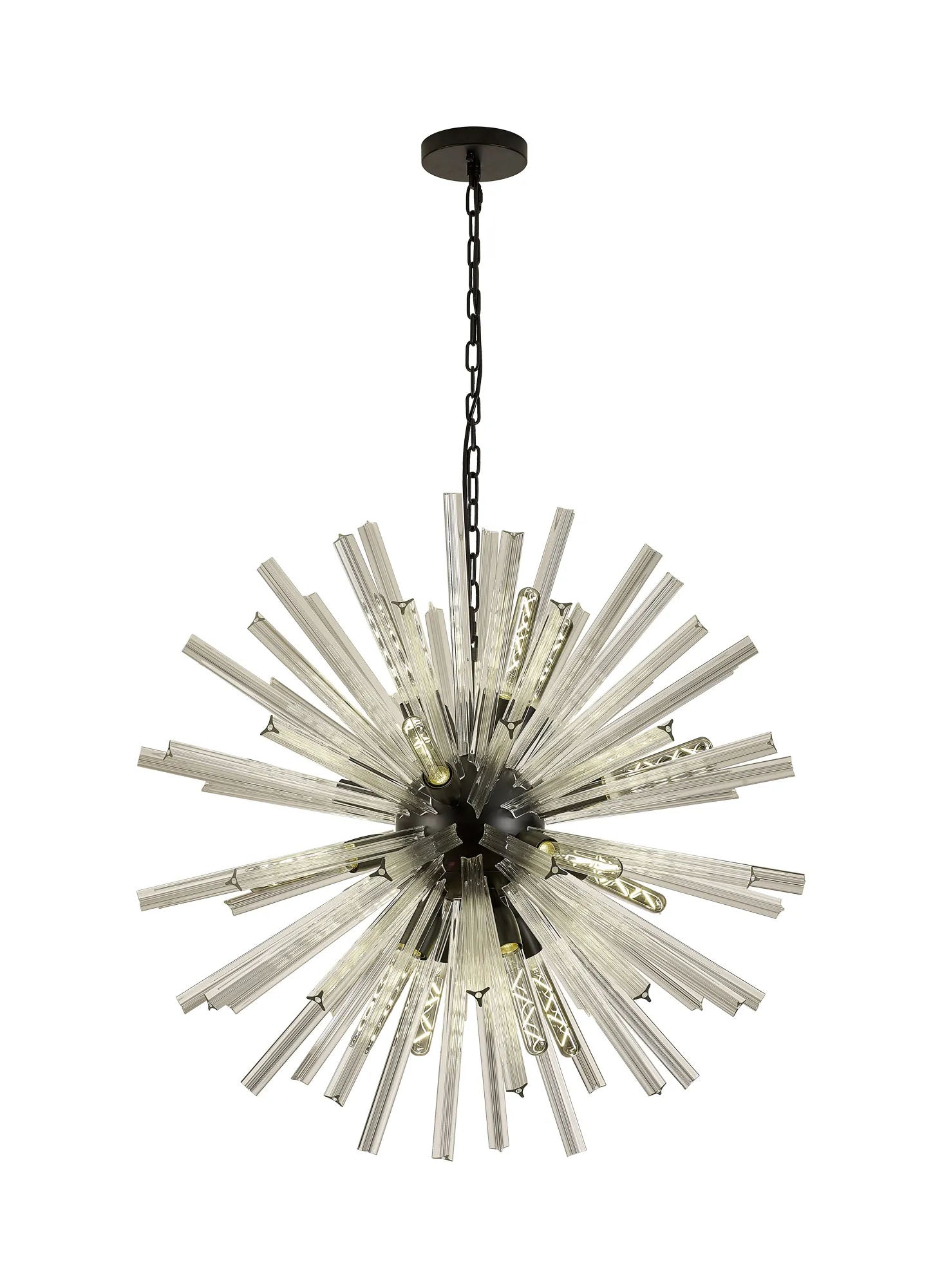 Harris 16 x E27, Round Pendant Matt Black/Clear Glass