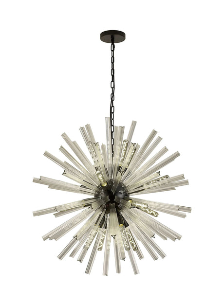 Harris 16 x E27, Round Pendant Matt Black/Clear Glass