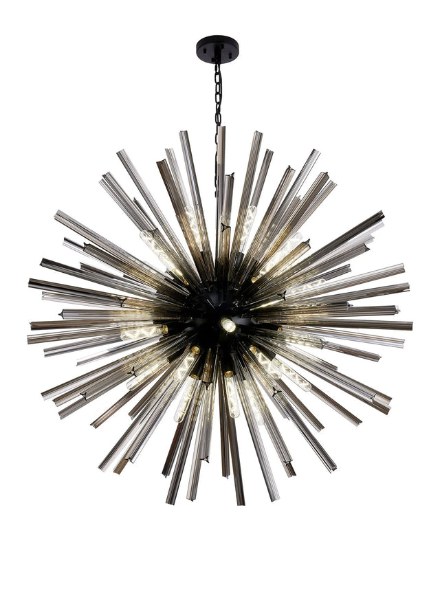 Harris 32 x E27, Round Pendant Matt Black/Smoke Glass