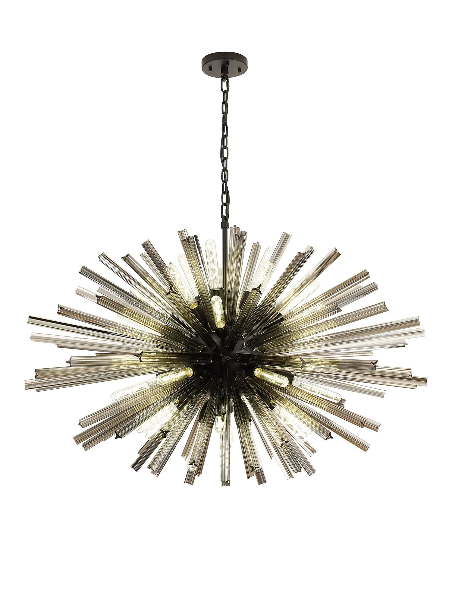 Harris 32 x E27, Oval Pendant Matt Black/Smoke Glass