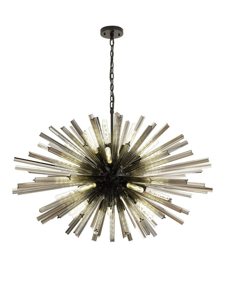 Harris 32 x E27, Oval Pendant Matt Black/Smoke Glass