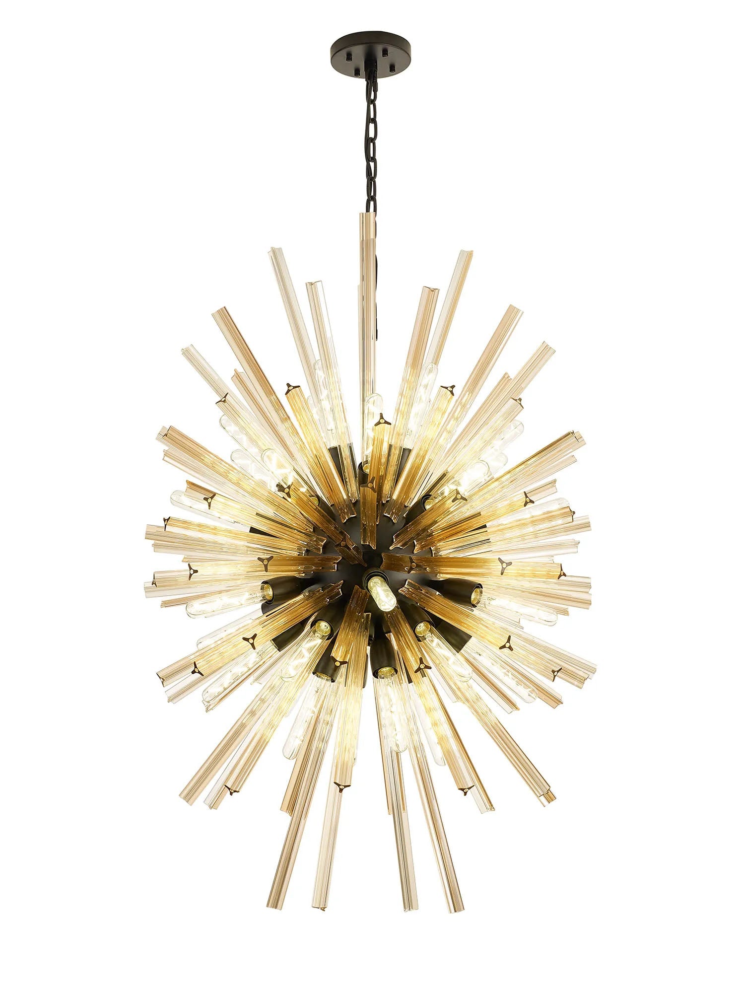 Harris 32 x E27, Vertical Oval Pendant Matt Black/Champagne Glass