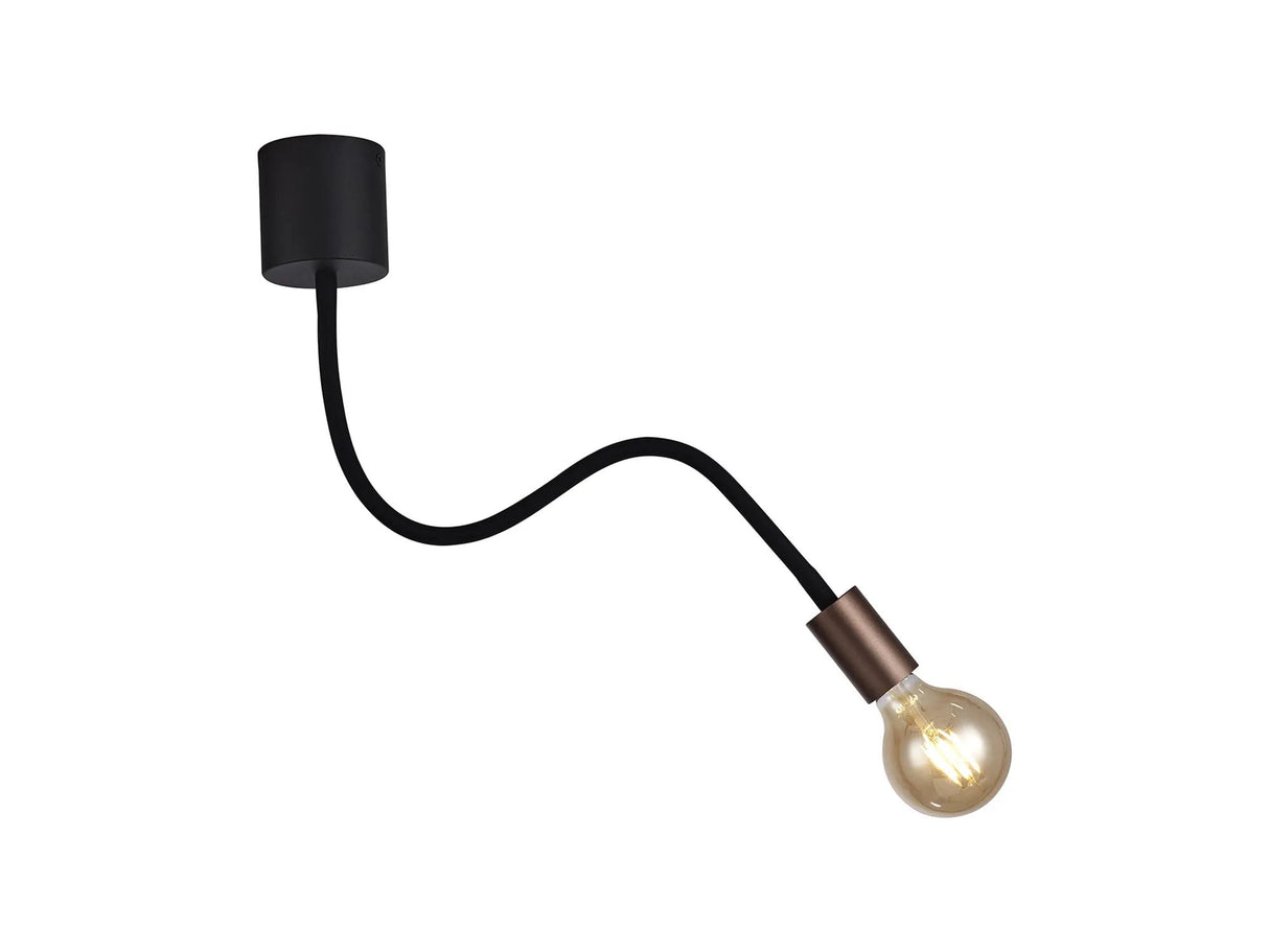 Hawkes Flexible Ceiling 1 x E27, Satin Black/Brushed Copper
