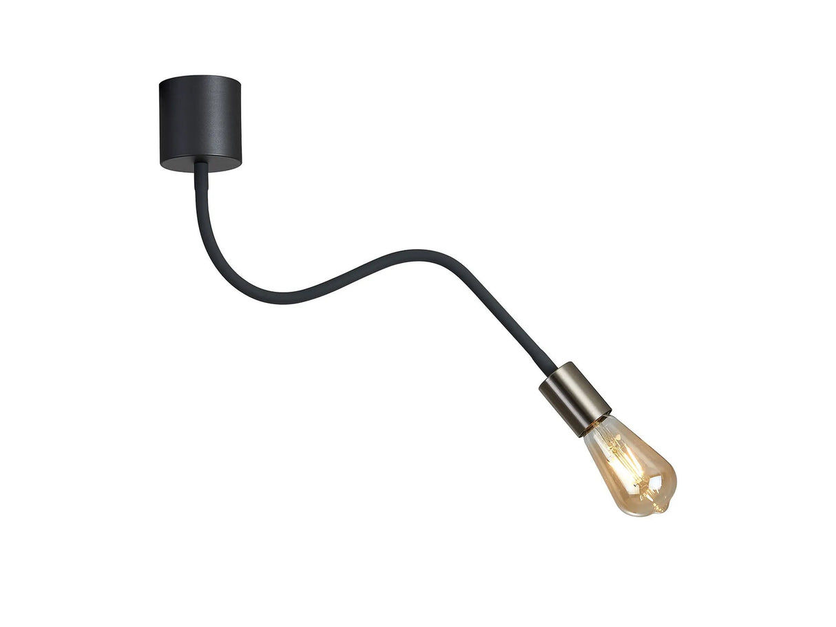 Hawkes Flexible Ceiling 1 x E27 Dark Grey/Satin Nickel