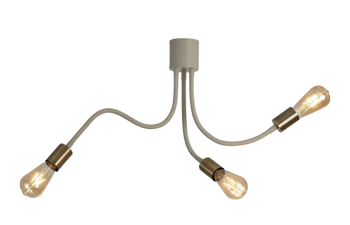 Hawkes Flexible Ceiling 3 x E27 Beige/Antique Brass
