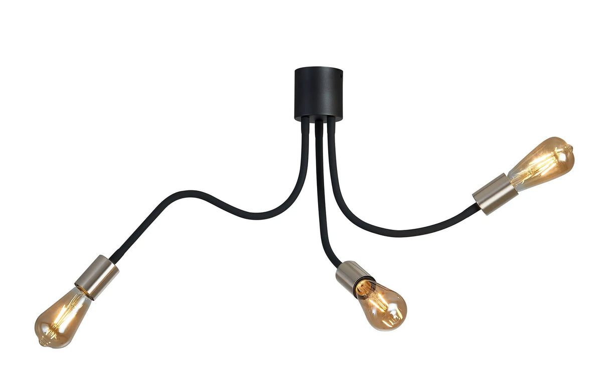 Hawkes Flexible Ceiling 3 x E27 Dark Grey/Satin Nickel
