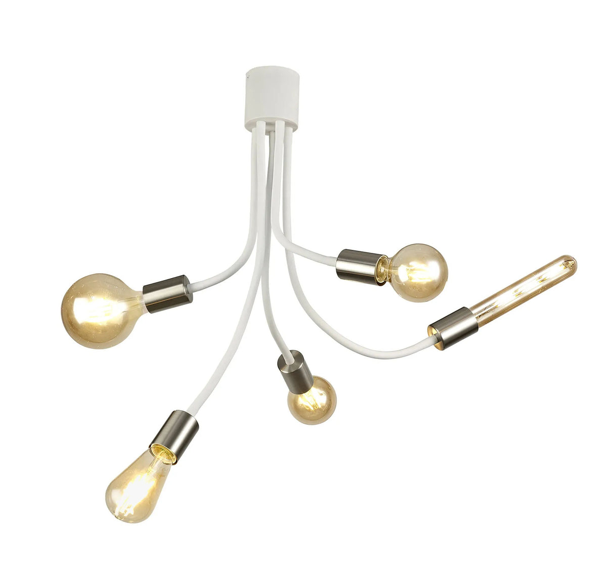 Hawkes Flexible Ceiling 5 x E27 Satin White/Satin Nickel