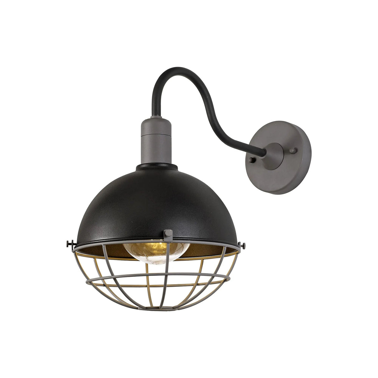Hegan Wall Lamp, 1 x E27, IP65, Matt Black/Grey