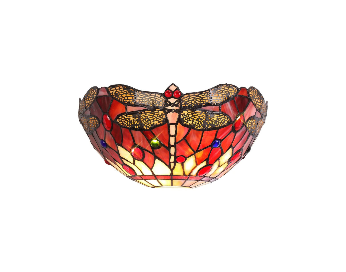 Hinnigan Tiffany Wall Lamp, 2 x E14, Purple/Pink/Crystal