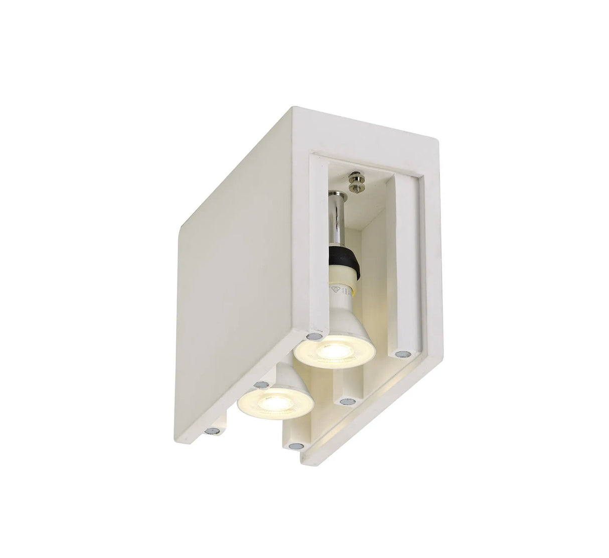 Holloway Rectangular Ceiling, 2 x GU10 (Max 25W), White Paintable Gypsum