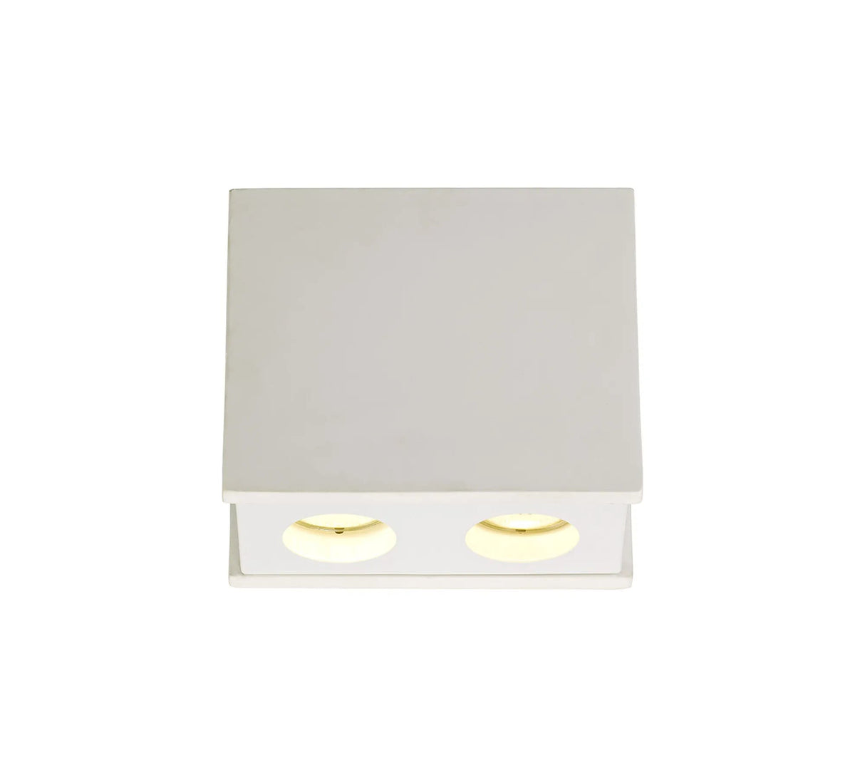 Holloway 2 Light Rectangular Ceiling GU10, White Paintable Gypsum With Matt White Cover