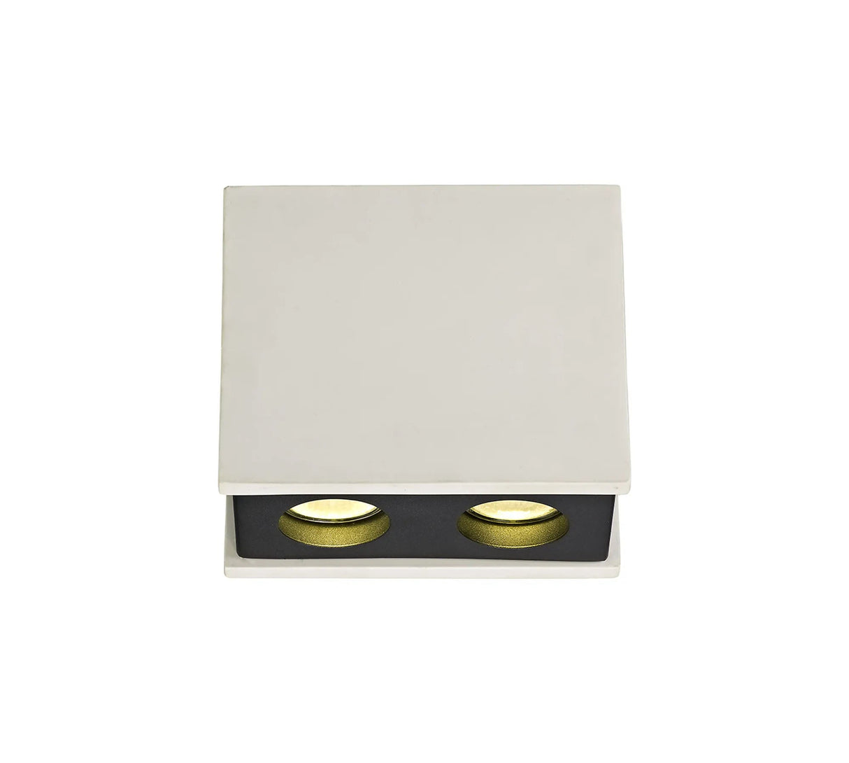 Holloway 2 Light Rectangular Ceiling GU10, White Paintable Gypsum With Matt Black Cover