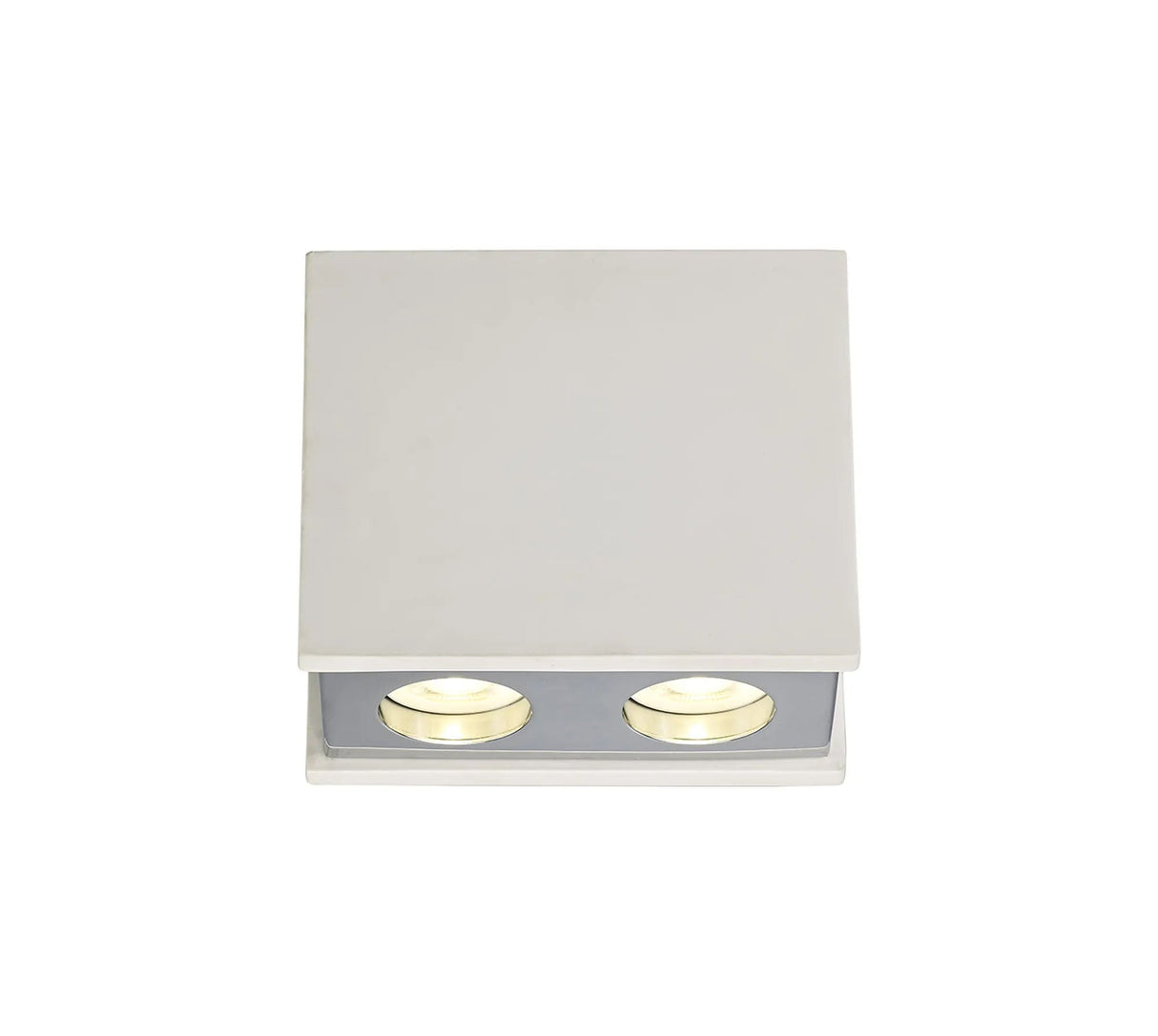 Holloway 2 Light Rectangular Ceiling GU10, White Paintable Gypsum With Polished Chrome Cover