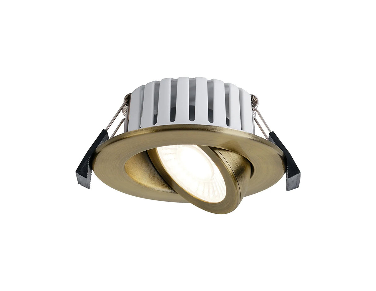 Hume, 7W, Triac Dimmable CCT LED Fire Rated Adjustable Downlight, Antique Brass, Cut Out: 70mm, 60°, DRIVER INC., IP65