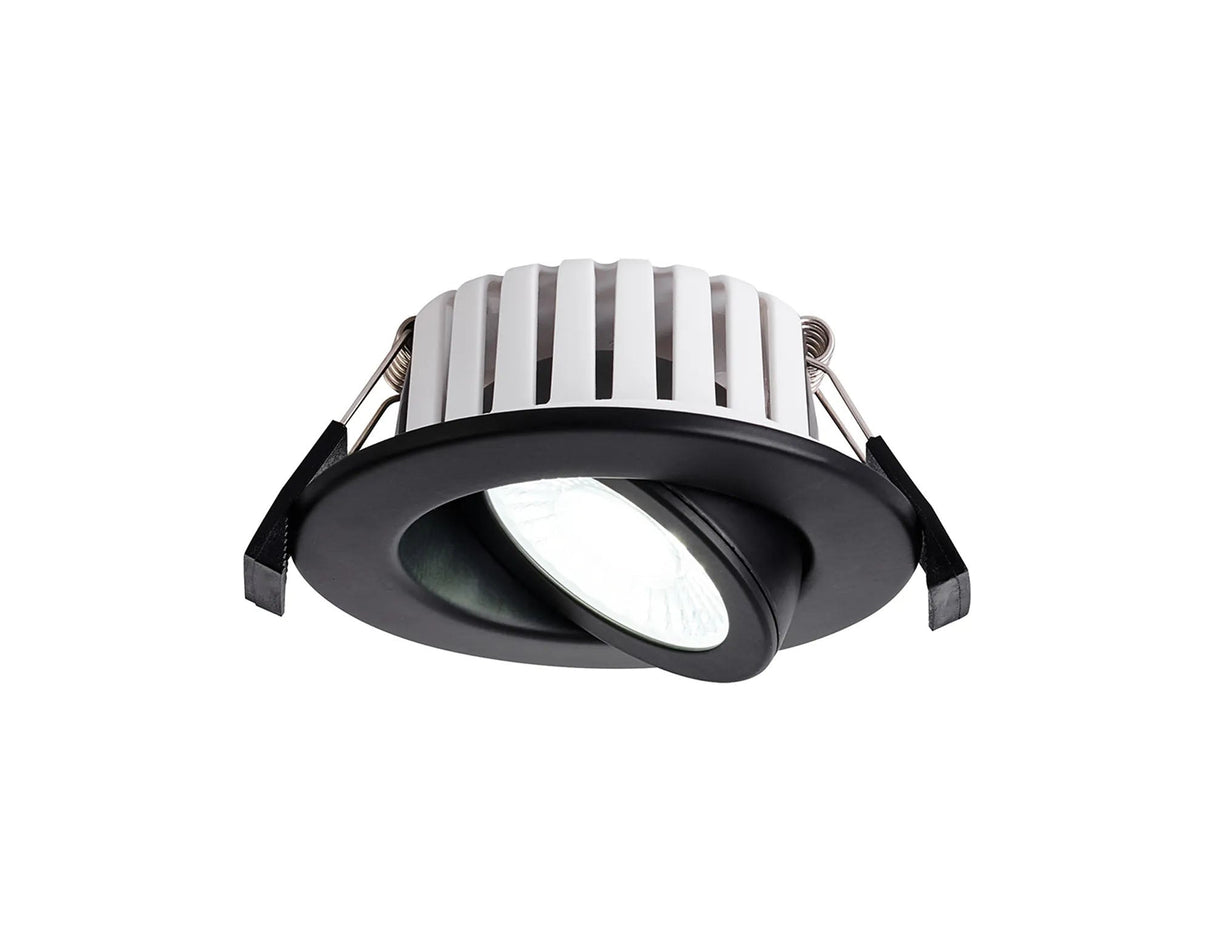 Hume, 7W, Triac Dimmable CCT LED Fire Rated Adjustable Downlight, Matt Black, Cut Out: 70mm, 60°, DRIVER INC., IP65