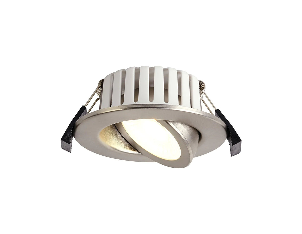 Hume, 7W, Triac Dimmable CCT LED Fire Rated Adjustable Downlight, Brushed Nickel, Cut Out: 70mm, 60°, DRIVER INC, IP65