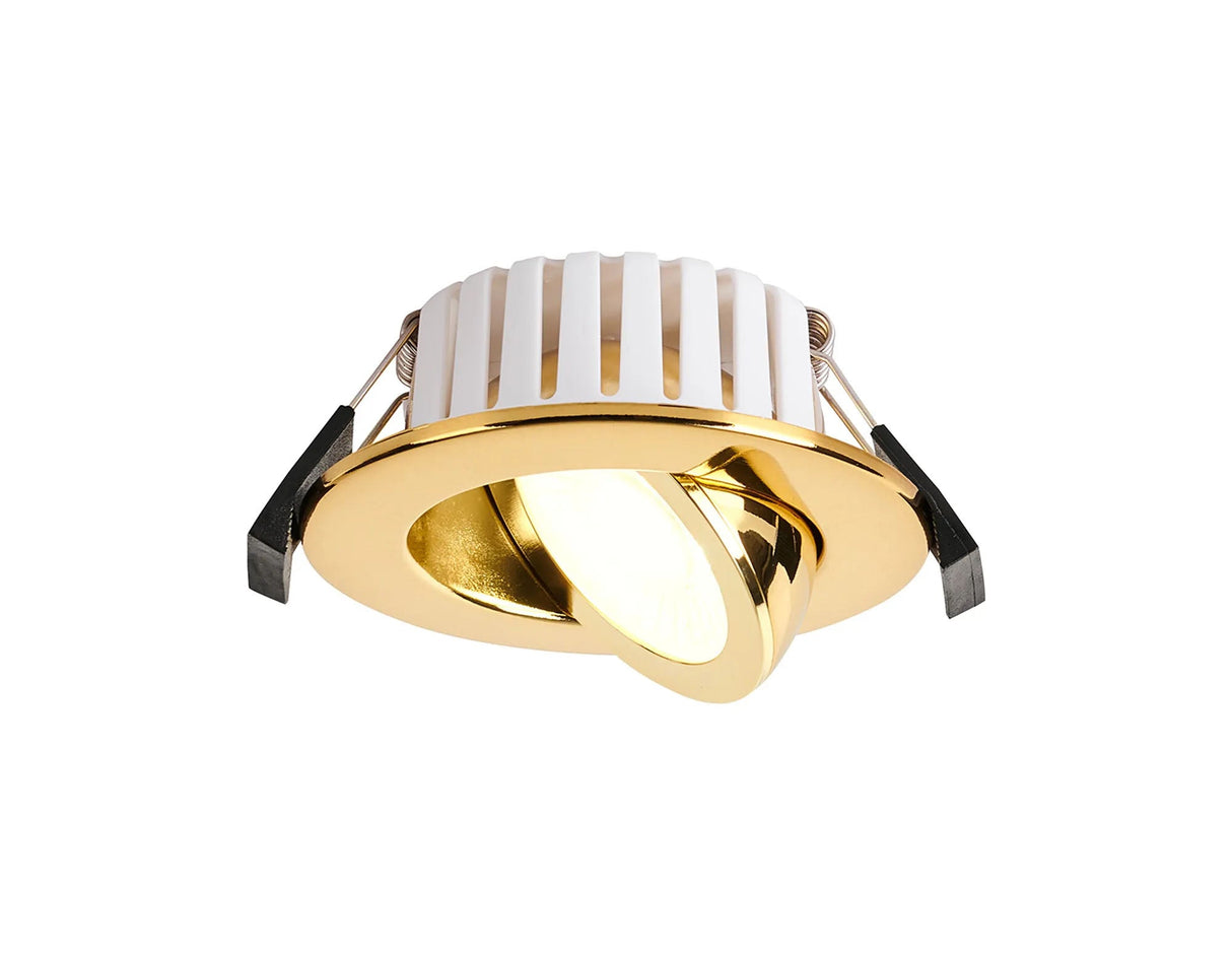 Hume, 7W, Triac Dimmable CCT LED Fire Rated Adjustable Downlight, Brass, Cut Out: 70mm, 60°, DRIVER INC., IP65