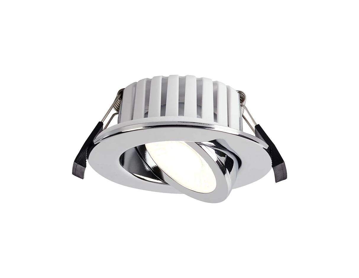 Hume, 7W, Triac Dimmable CCT LED Fire Rated Adjustable Downlight, Chrome, Cut Out: 70mm, 60°, DRIVER INC., IP65