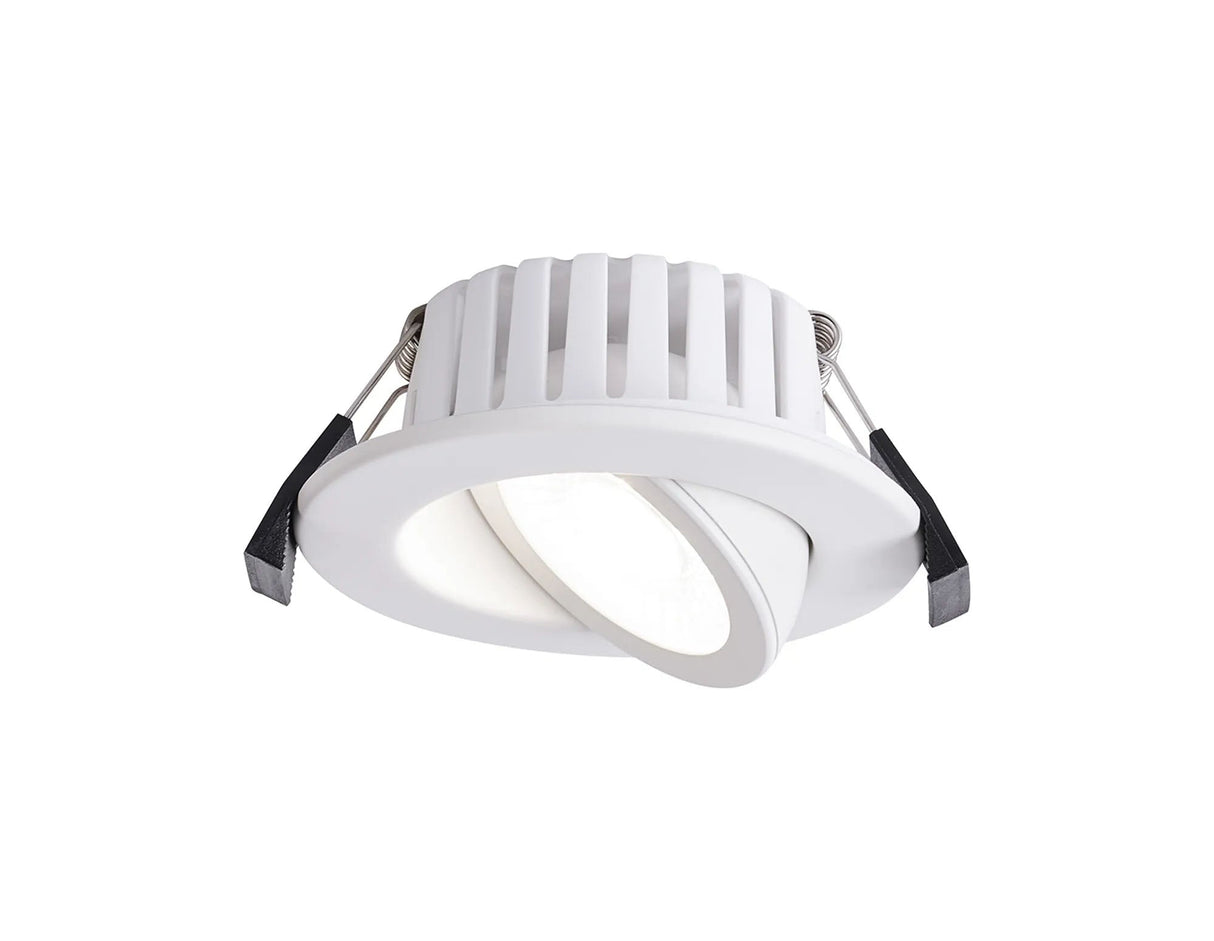 Hume, 7W, Triac Dimmable CCT LED Fire Rated Adjustable Downlight, Matt White, Cut Out: 70mm, 60°, DRIVER INC., IP65